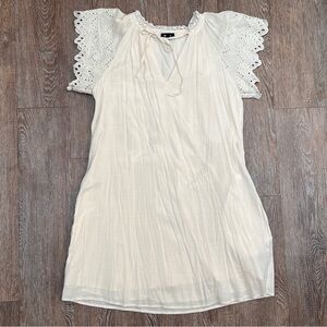 Who What Wear Ivory Eyelet Flutter Sleeve Mini Dress | Size S